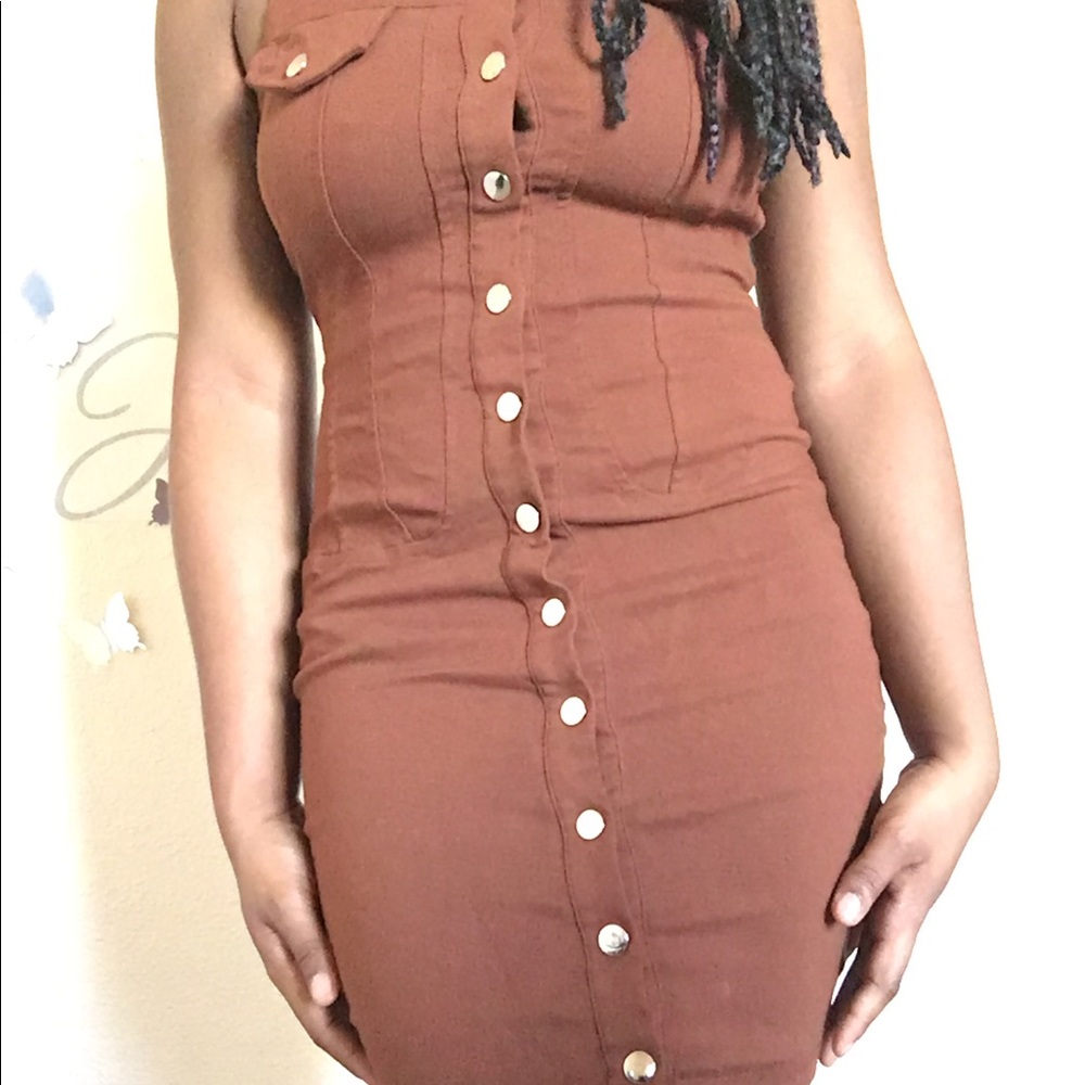 Brown Button Dress